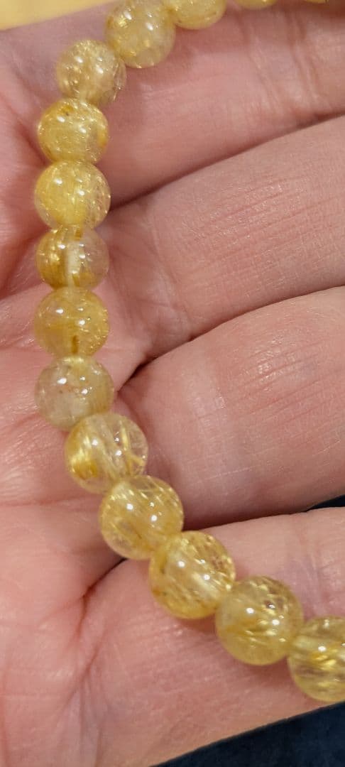 美品✨ジュエリーSHOPで購入 タイチンルチルクォーツブレス約7.0㎜