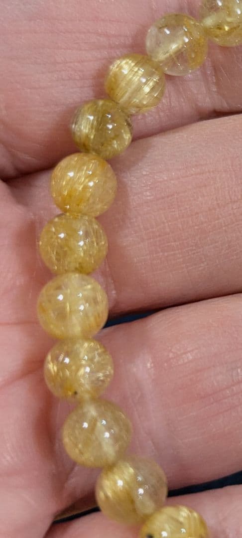 美品✨ジュエリーSHOPで購入 タイチンルチルクォーツブレス約7.0㎜