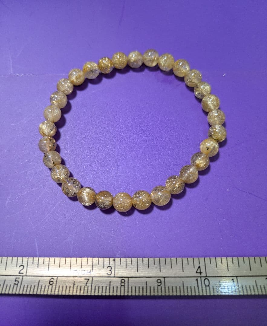 美品✨ジュエリーSHOPで購入 タイチンルチルクォーツブレス約7.0㎜