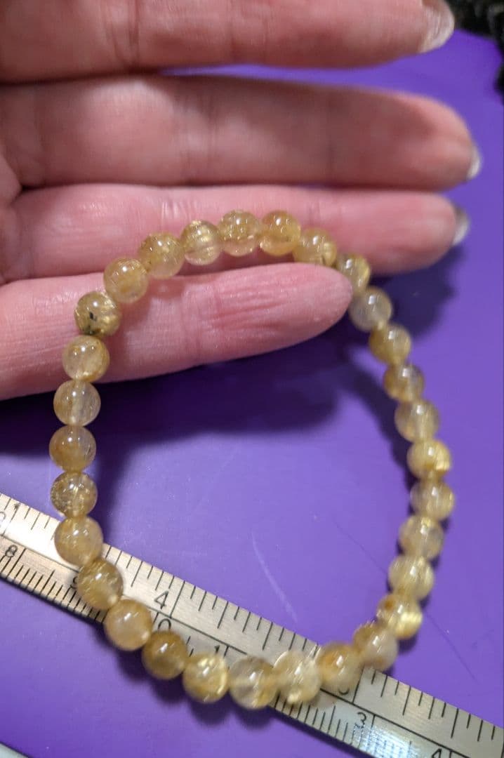 美品✨ジュエリーSHOPで購入 タイチンルチルクォーツブレス約7.0㎜