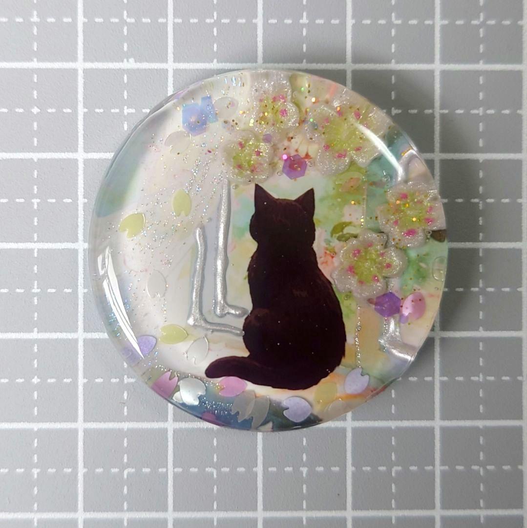 レジン　猫　ヘアゴム　ブローチ　ポニーフック　No.565