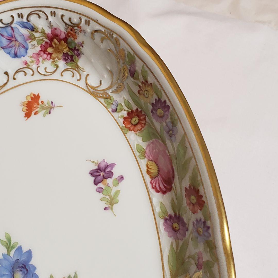 Y190 シューマン　ババリア　ドレスデンフラワー　プレート　大皿　アンティーク