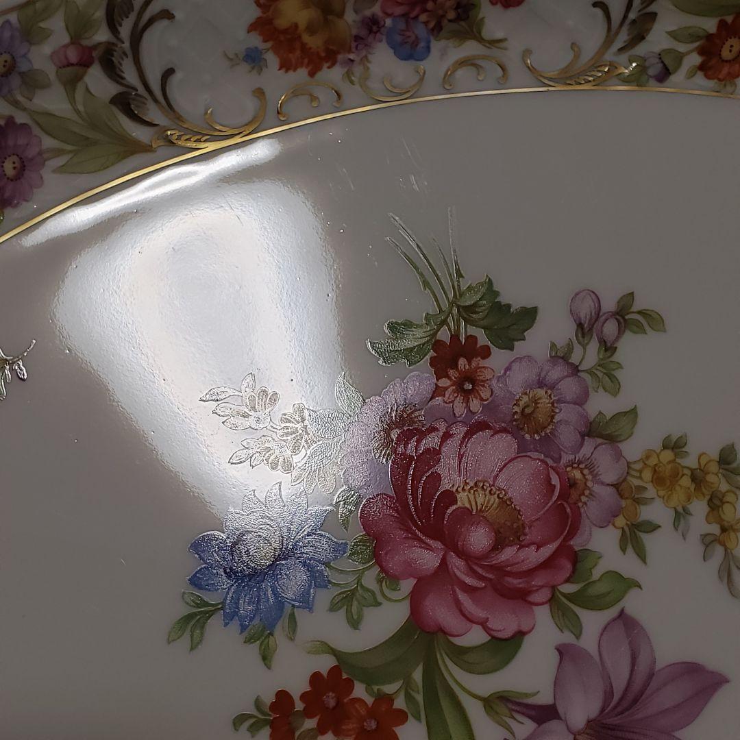 Y190 シューマン　ババリア　ドレスデンフラワー　プレート　大皿　アンティーク