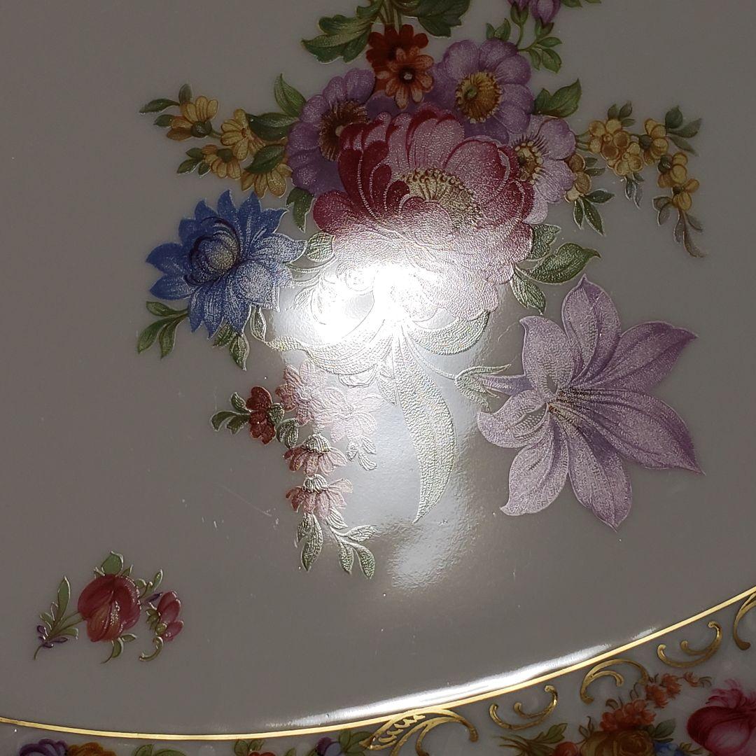 Y190 シューマン　ババリア　ドレスデンフラワー　プレート　大皿　アンティーク