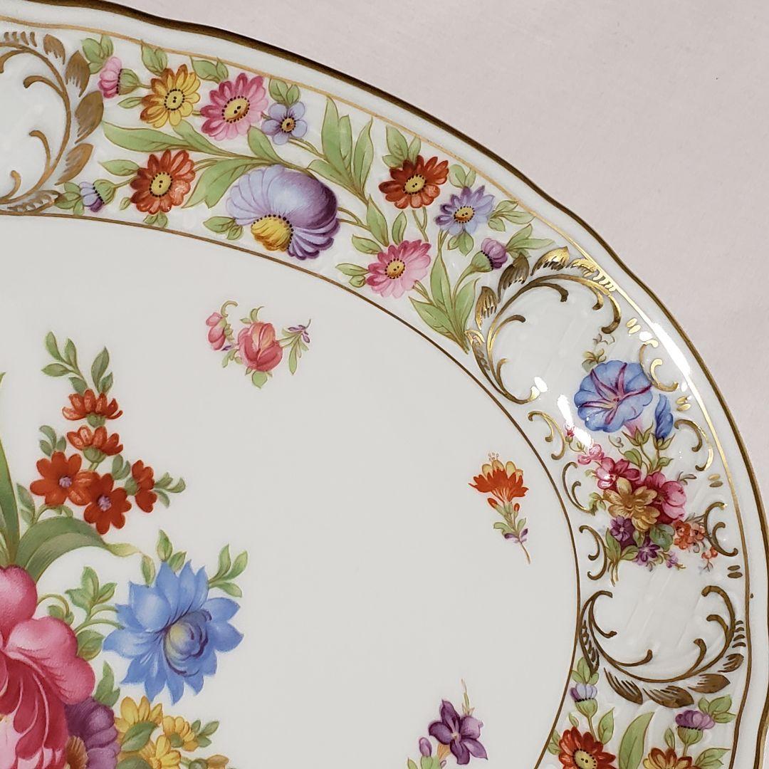 Y190 シューマン　ババリア　ドレスデンフラワー　プレート　大皿　アンティーク