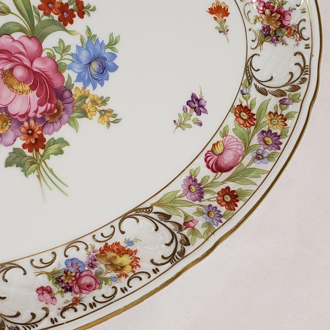 Y190 シューマン　ババリア　ドレスデンフラワー　プレート　大皿　アンティーク