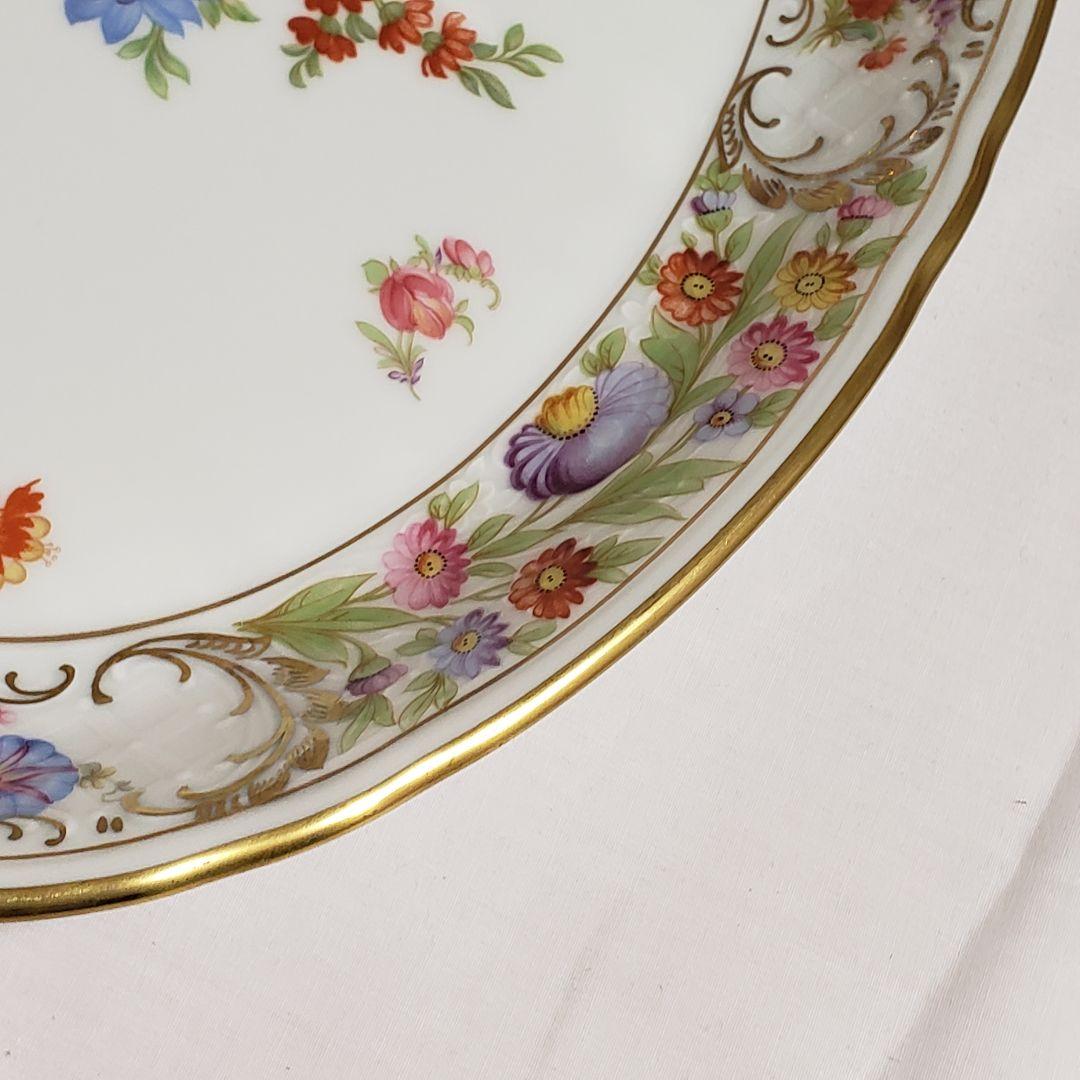 Y190 シューマン　ババリア　ドレスデンフラワー　プレート　大皿　アンティーク