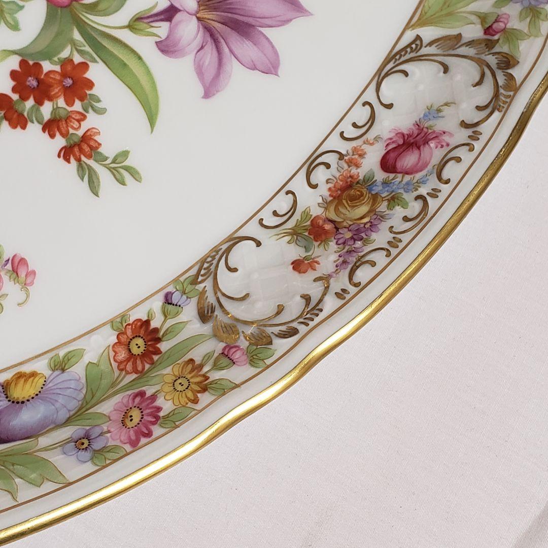 Y190 シューマン　ババリア　ドレスデンフラワー　プレート　大皿　アンティーク