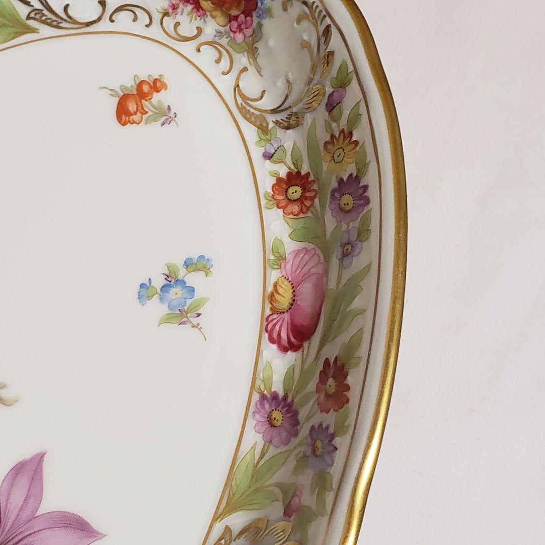 Y190 シューマン　ババリア　ドレスデンフラワー　プレート　大皿　アンティーク