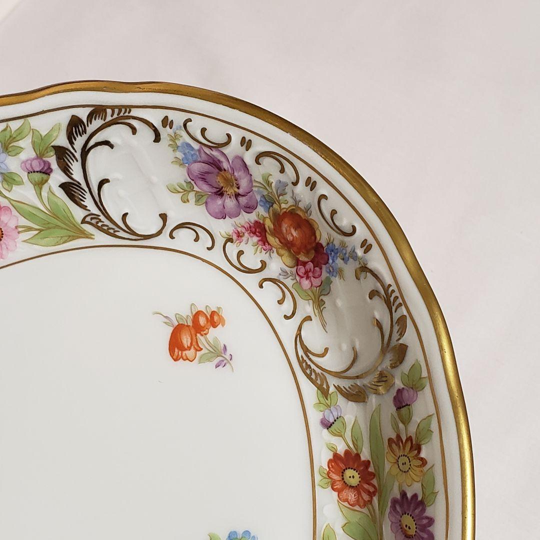 Y190 シューマン　ババリア　ドレスデンフラワー　プレート　大皿　アンティーク