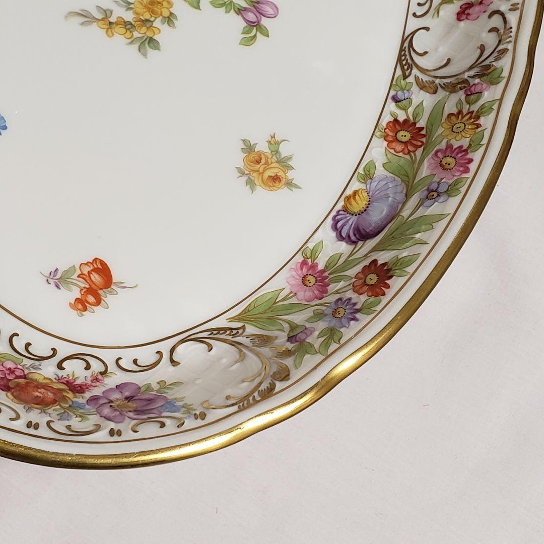 Y190 シューマン　ババリア　ドレスデンフラワー　プレート　大皿　アンティーク