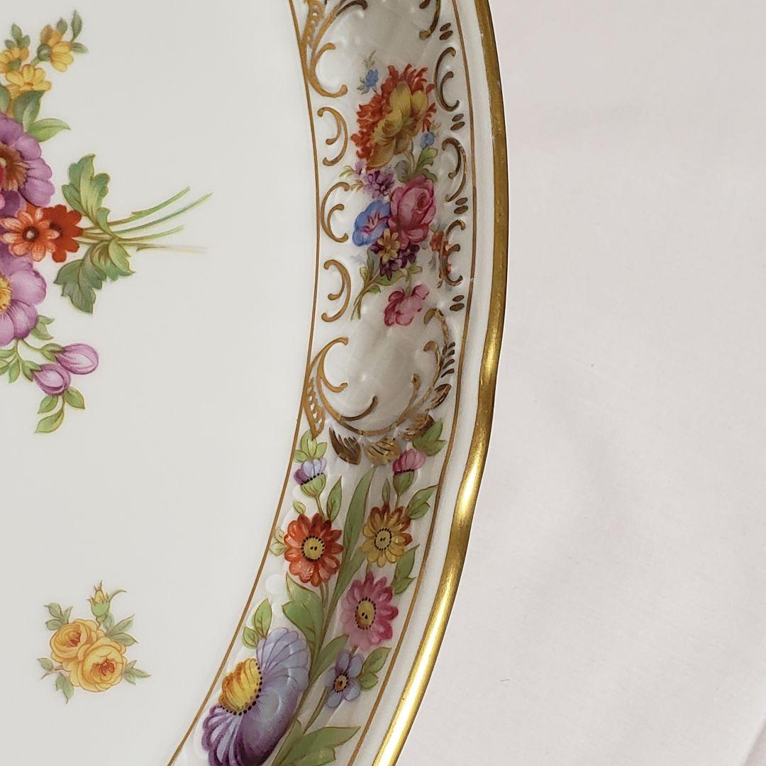 Y190 シューマン　ババリア　ドレスデンフラワー　プレート　大皿　アンティーク