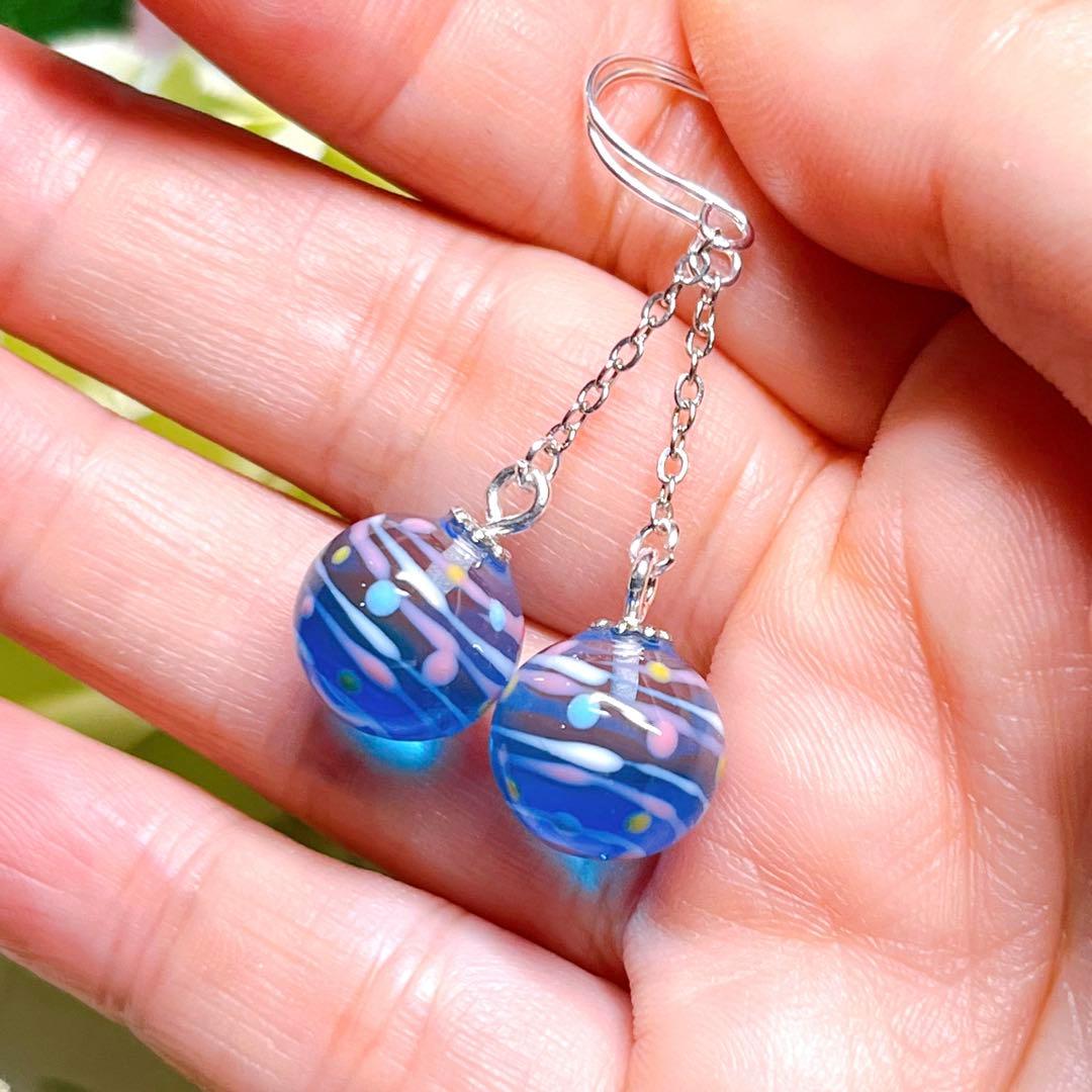 ミッフィー様 レジンピアス 水風船 ヨーヨー ブルーグラデーションNo.1530