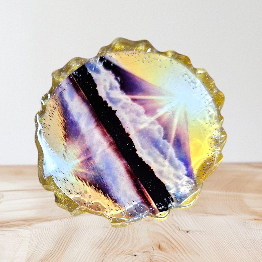 NO.992❤黄金富士❤レジンへアゴム ブローチ