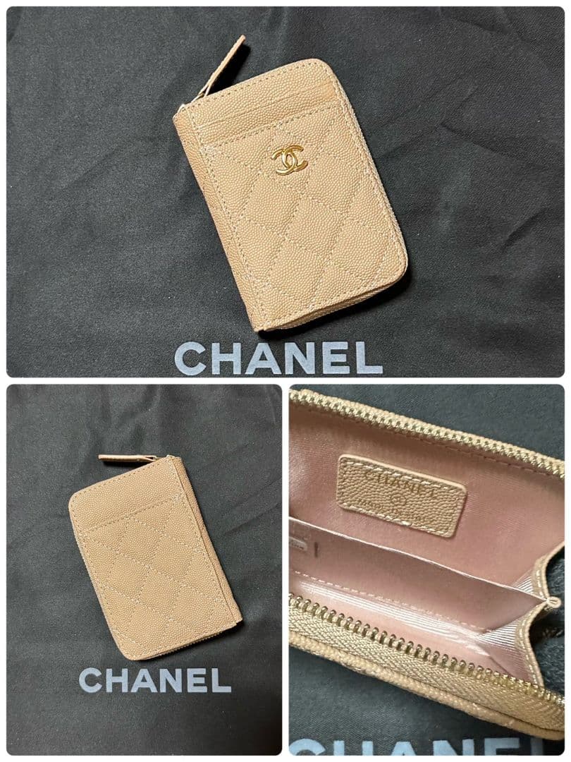 CHANEL キャビアスキンレザーフラグメントケースケースベージュ