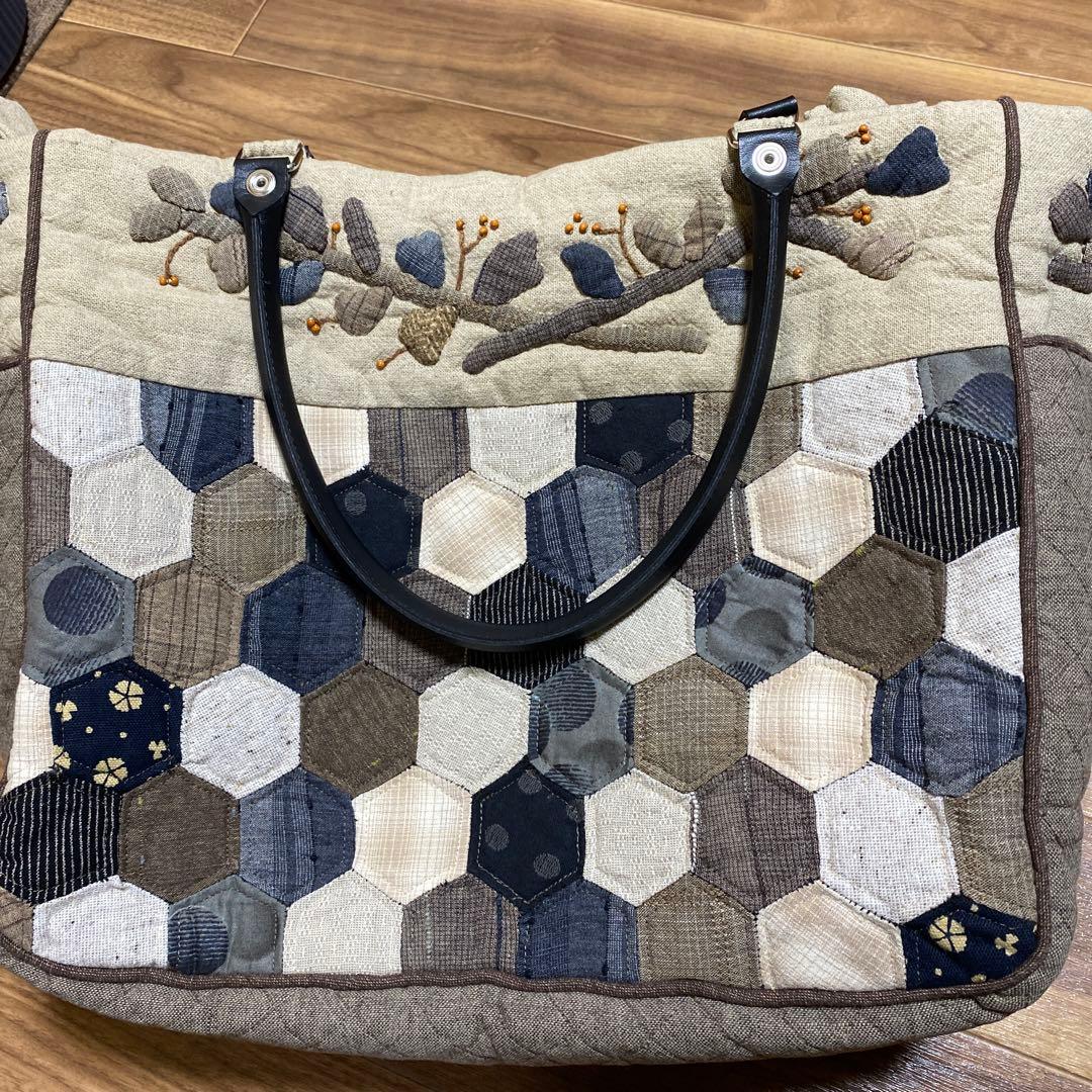 ハンドメイド 六角形パッチワークバッグ