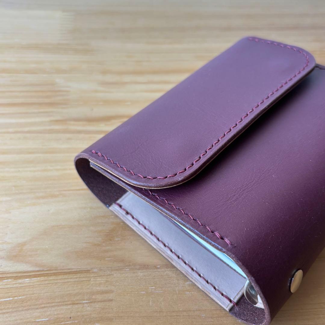 【M5 バーガンディ】システム手帳　レザーカバー　フラップタイプ