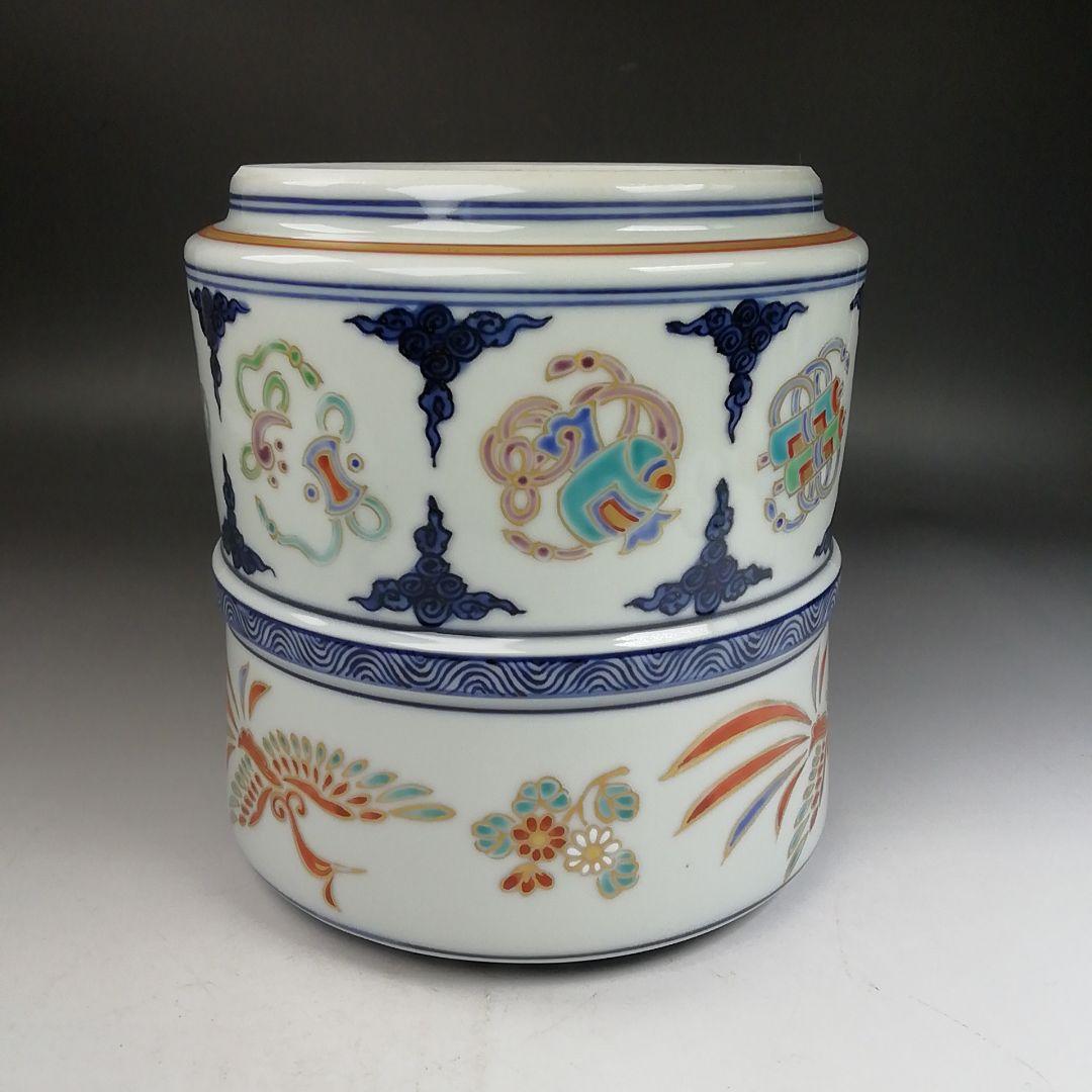 Ｗ３２９　水指　『色絵　鳳凰』『林秀峰 造』　共箱　茶道具