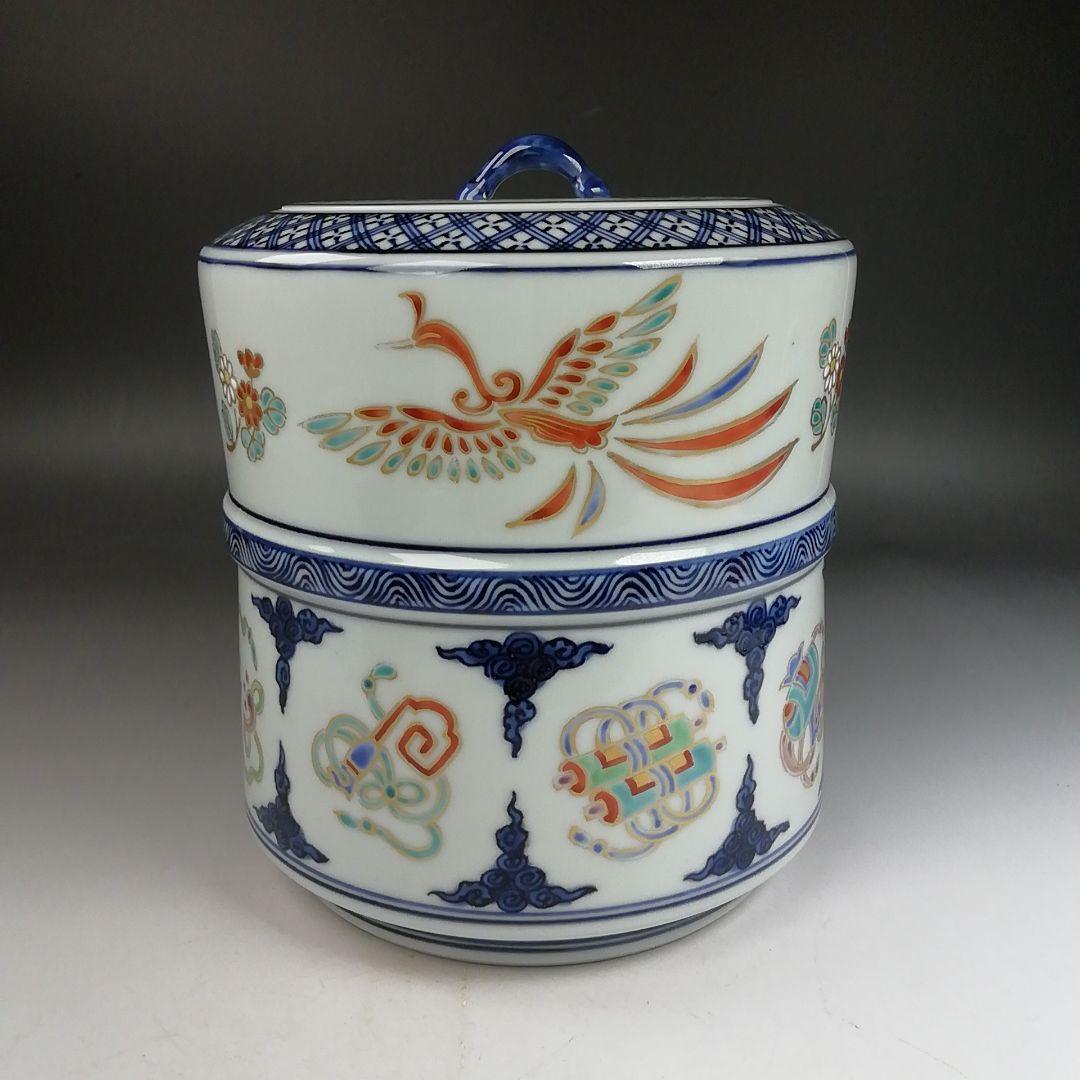 Ｗ３２９　水指　『色絵　鳳凰』『林秀峰 造』　共箱　茶道具