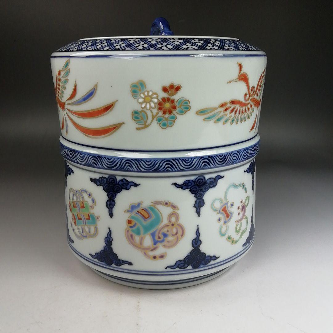 Ｗ３２９　水指　『色絵　鳳凰』『林秀峰 造』　共箱　茶道具