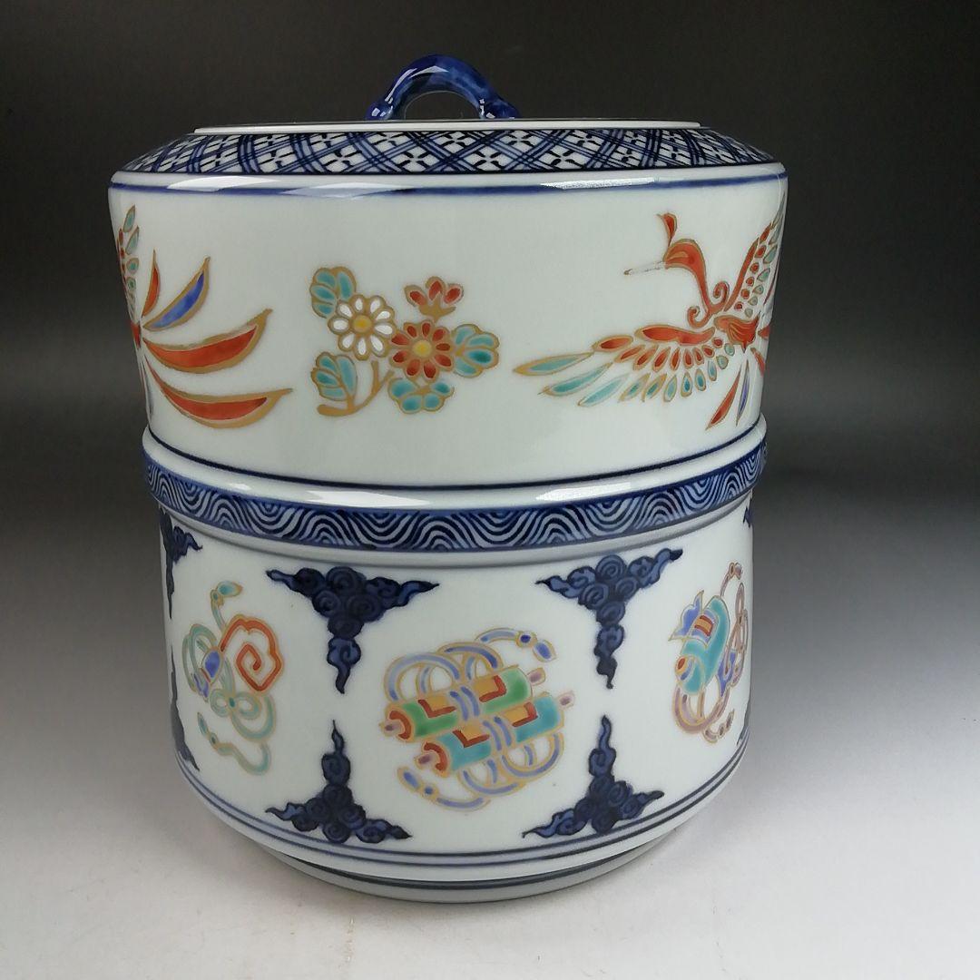 Ｗ３２９　水指　『色絵　鳳凰』『林秀峰 造』　共箱　茶道具