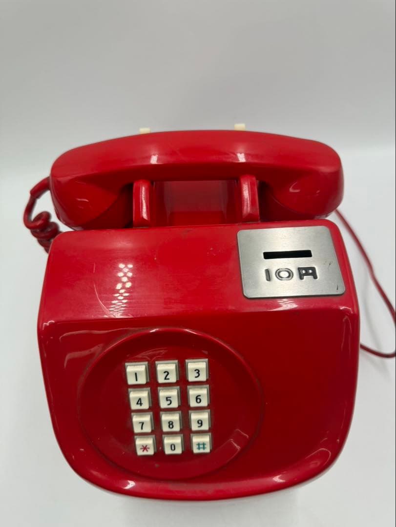 E331　レトロ 赤電話 公衆電話 プッシュ式