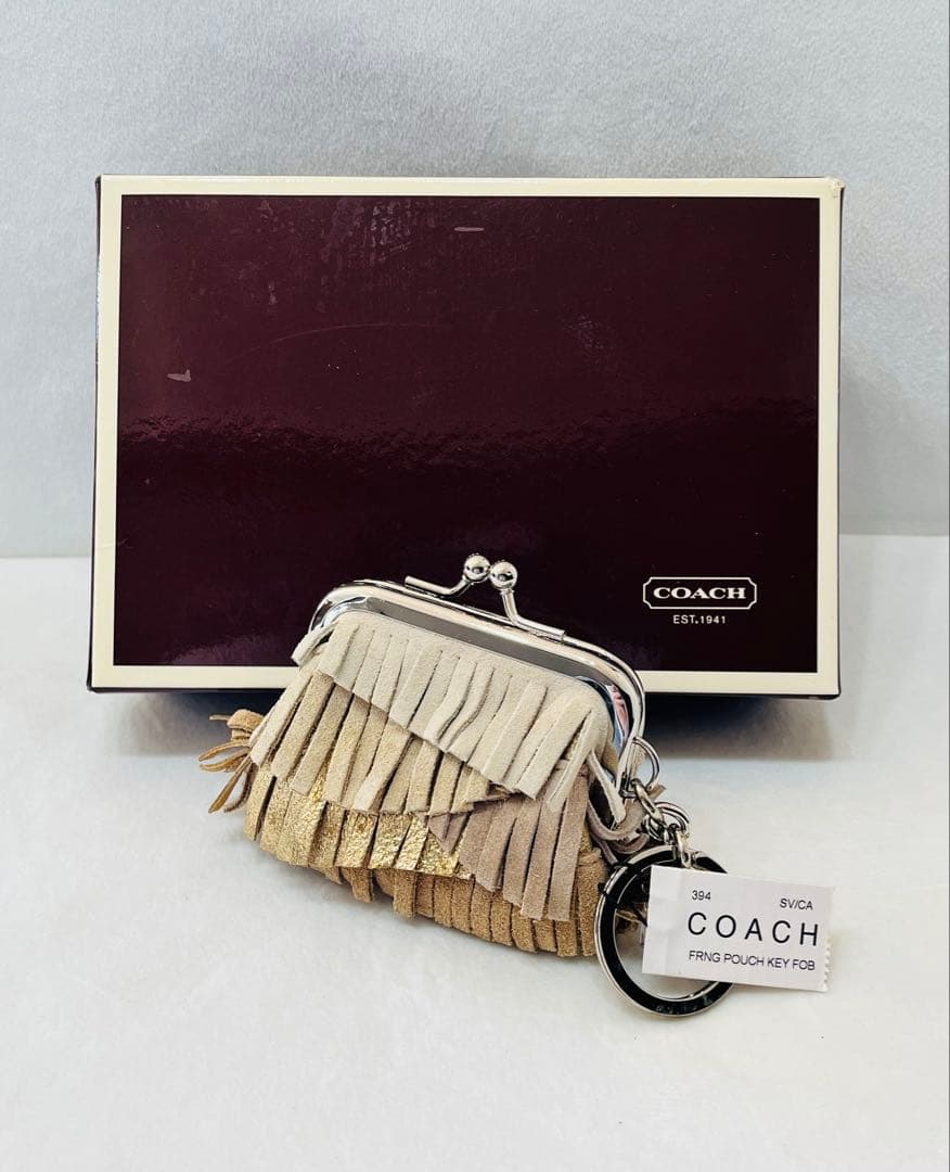 【新品未使用】COACH（コーチ） 「フリンジ ポーチ キーフォブ がま口 財布