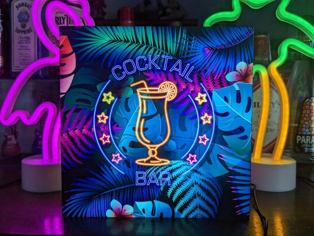 カクテルバー パブ スナック 酒 ランプ 看板 置物 雑貨ライトBOX 電飾看板