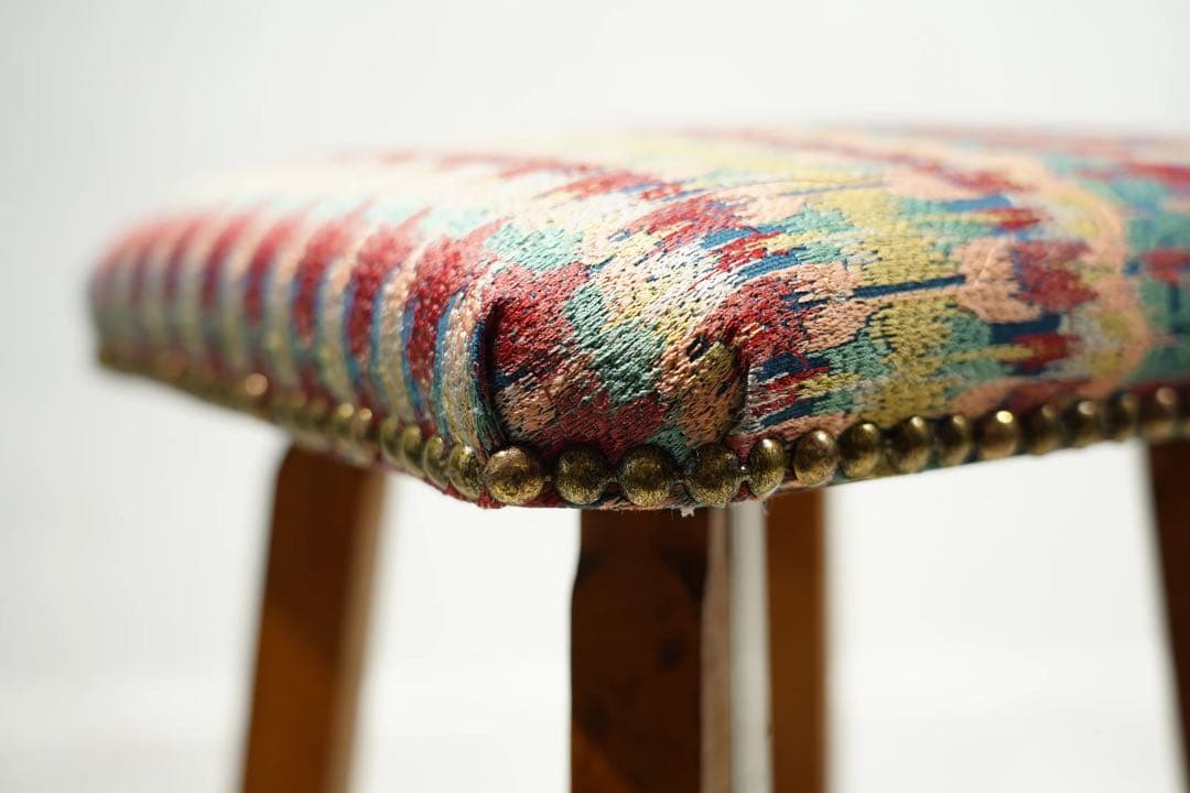 スツール　japan vintage　古木　レトロ　昭和初期　椅子　刺繍