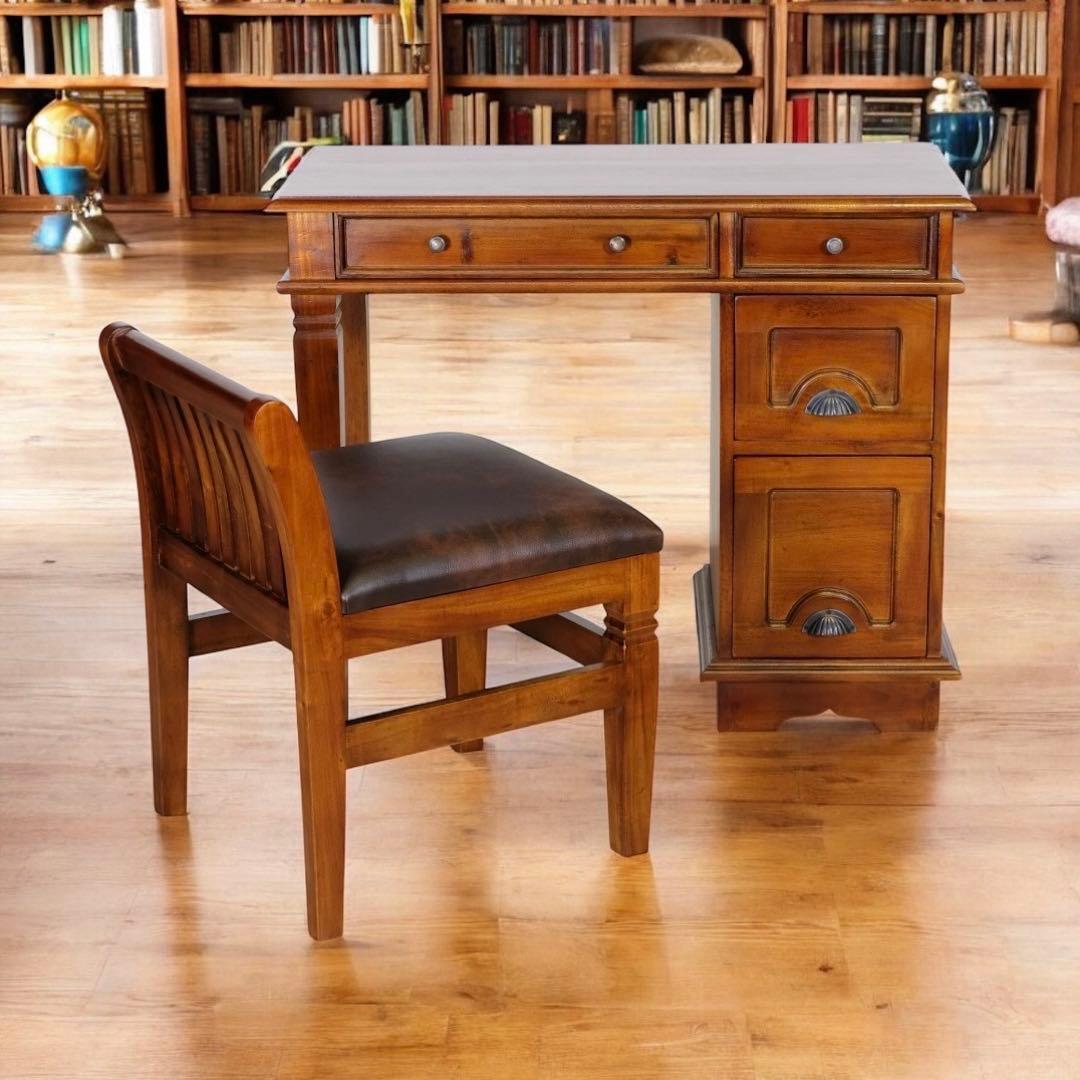 L 新品 デスク チェア アジアン 書斎 机 アンティーク コロニアル