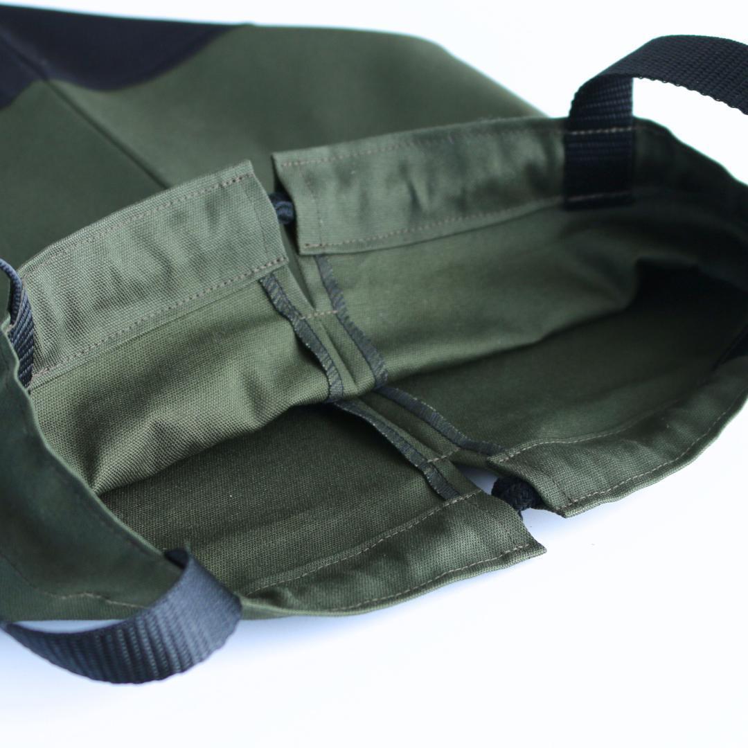 入園入学3点セット｜レッスンバッグ マチ10cm｜ジャージ対応｜カーキ×ブラック