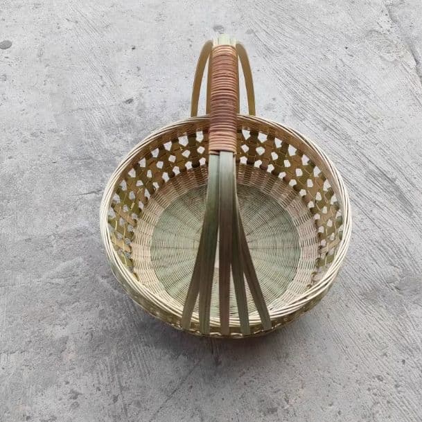 竹細工 かご 収納 手提かご 手作工芸品 市場かご 買い物かご新品