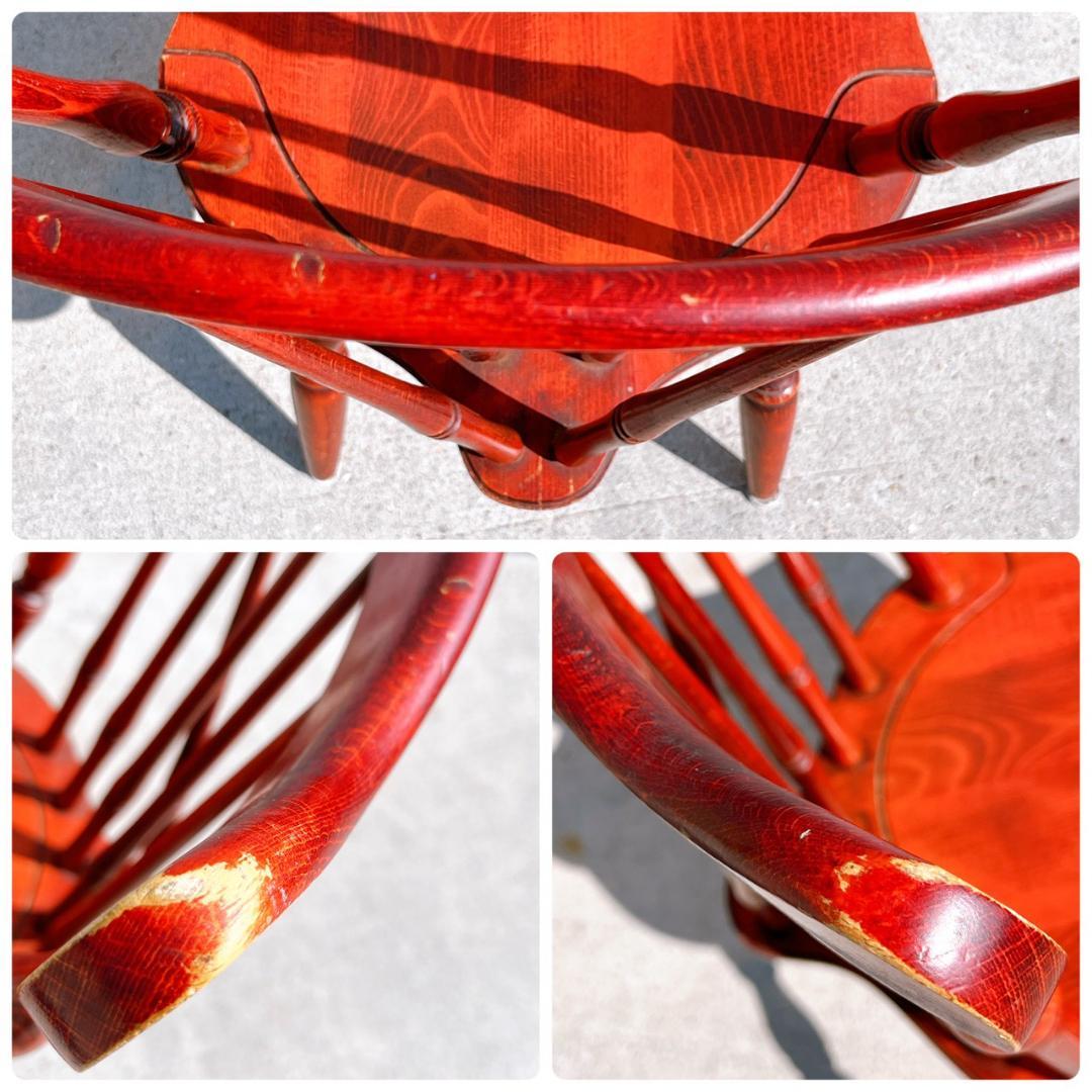 アンティーク② 飛騨産業 ウィンザーチェア ブナ キツツキ 無垢材 赤