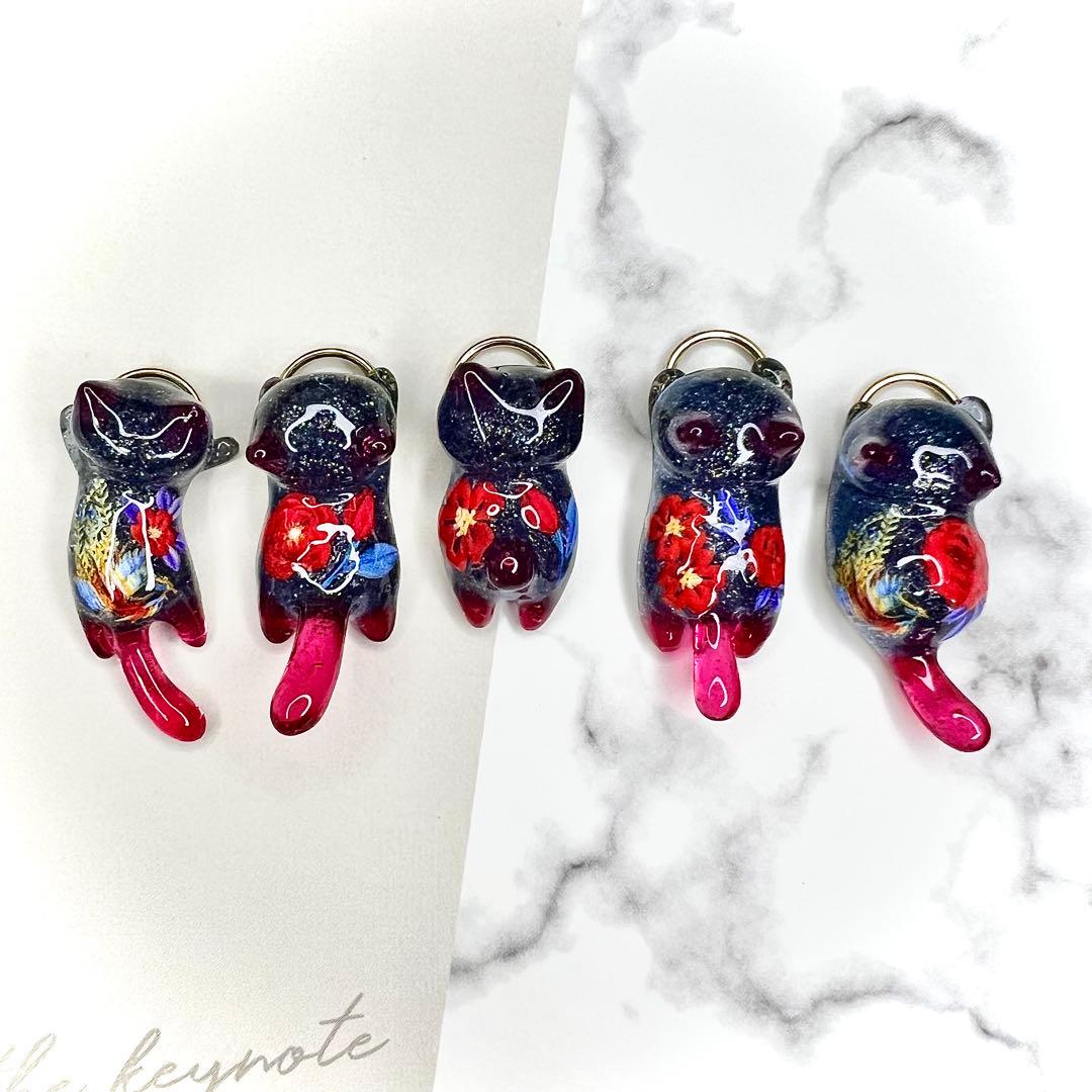 リクエスト専用　キラキラ猫ちゃん　お魚　猫　5個セット