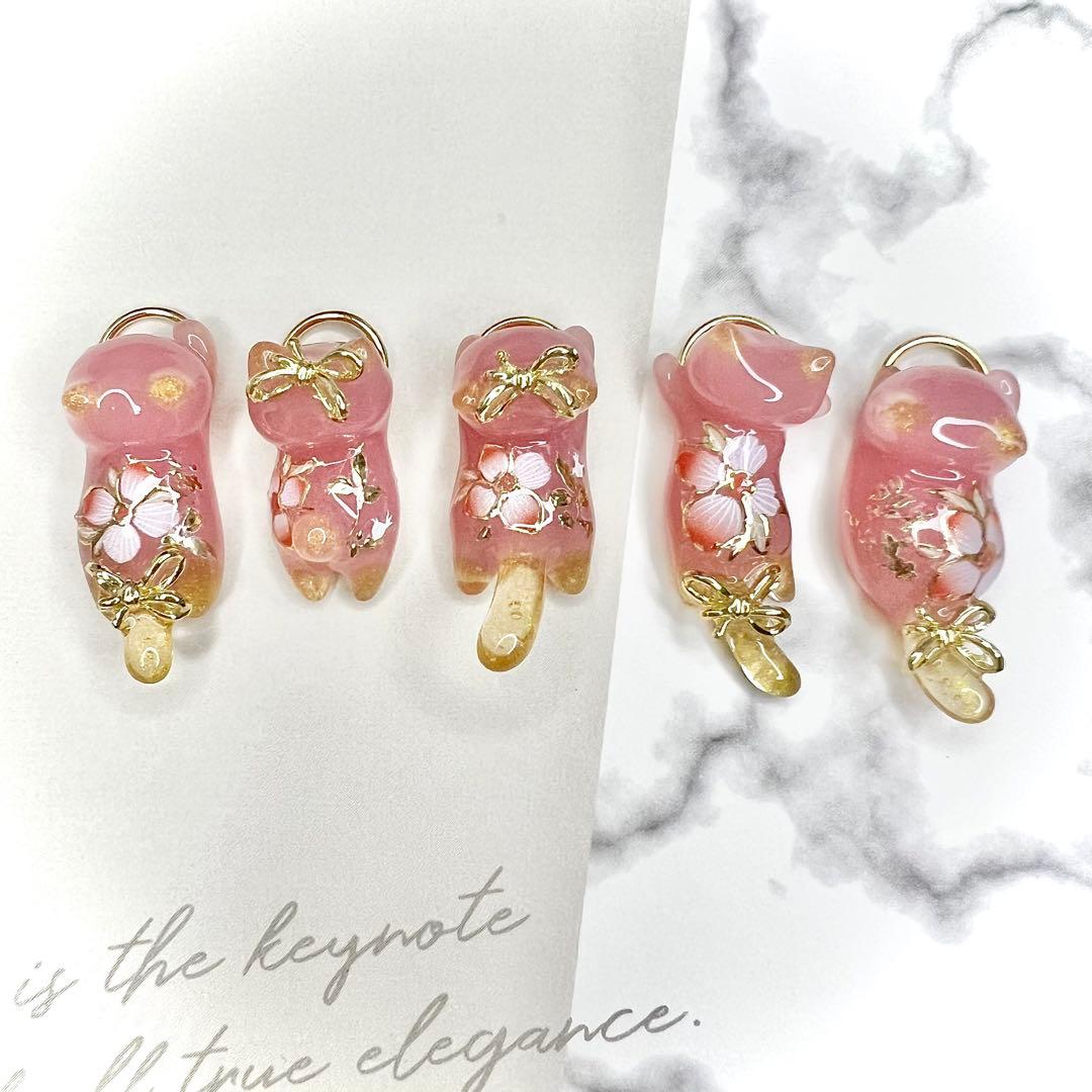 リクエスト専用　キラキラ猫ちゃん　お魚　猫　5個セット