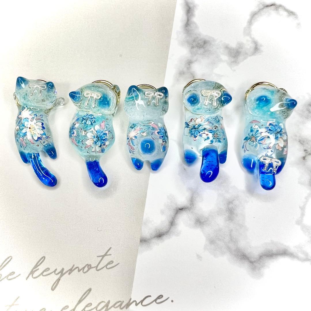 リクエスト専用　キラキラ猫ちゃん　お魚　猫　5個セット