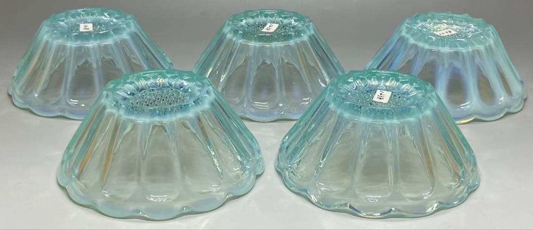 ウランガラス　氷コップ　アイス皿　かき氷　5客　　　　　v429