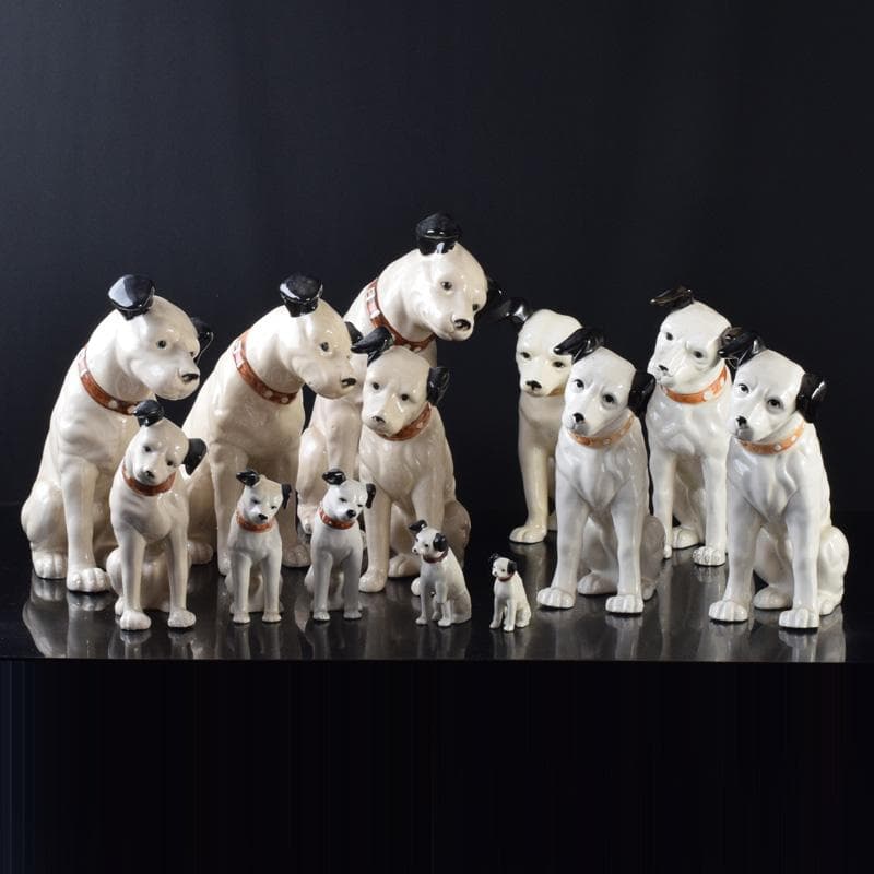 アンティーク　陶器製　ビクター犬　ニッパー君　大中小13点まとめて　M8146A