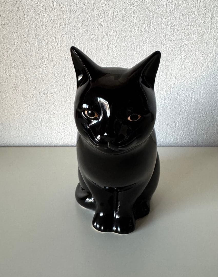 QuailCeramics 猫 花瓶 黒猫 オブジェ フラワーベース ねこ L