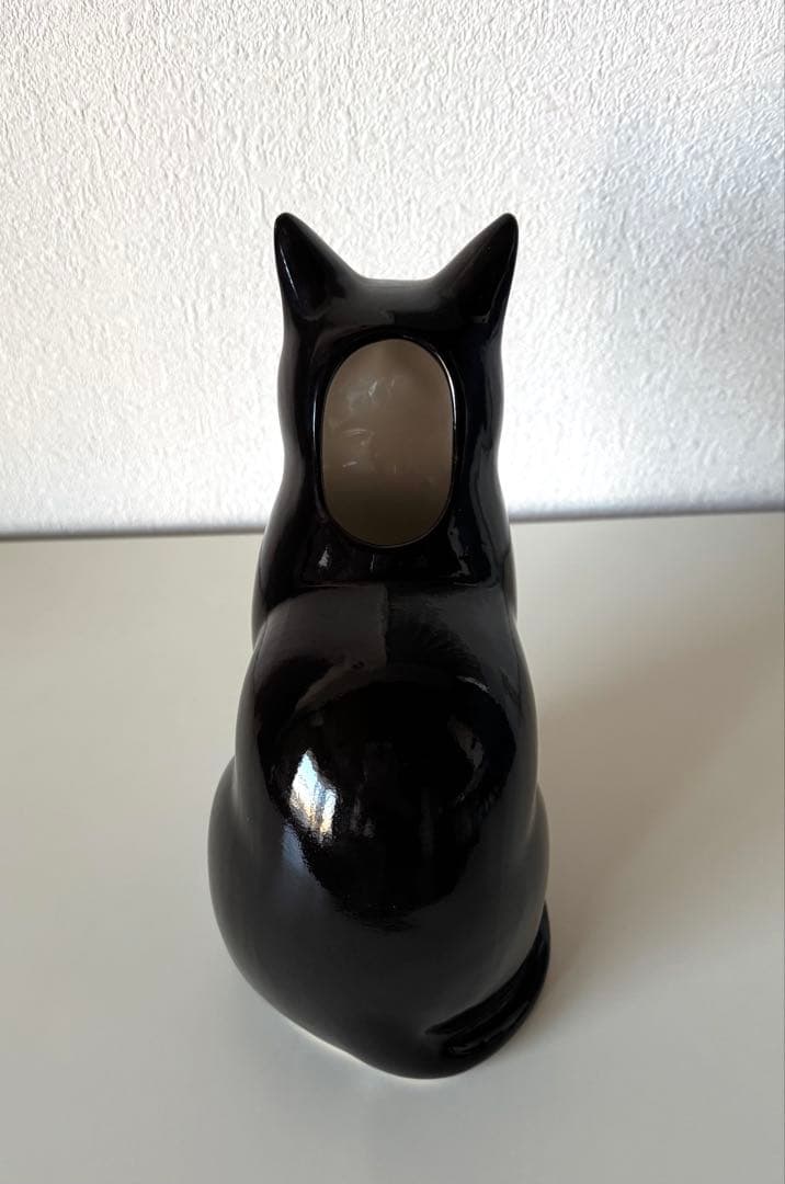 QuailCeramics 猫 花瓶 黒猫 オブジェ フラワーベース ねこ L