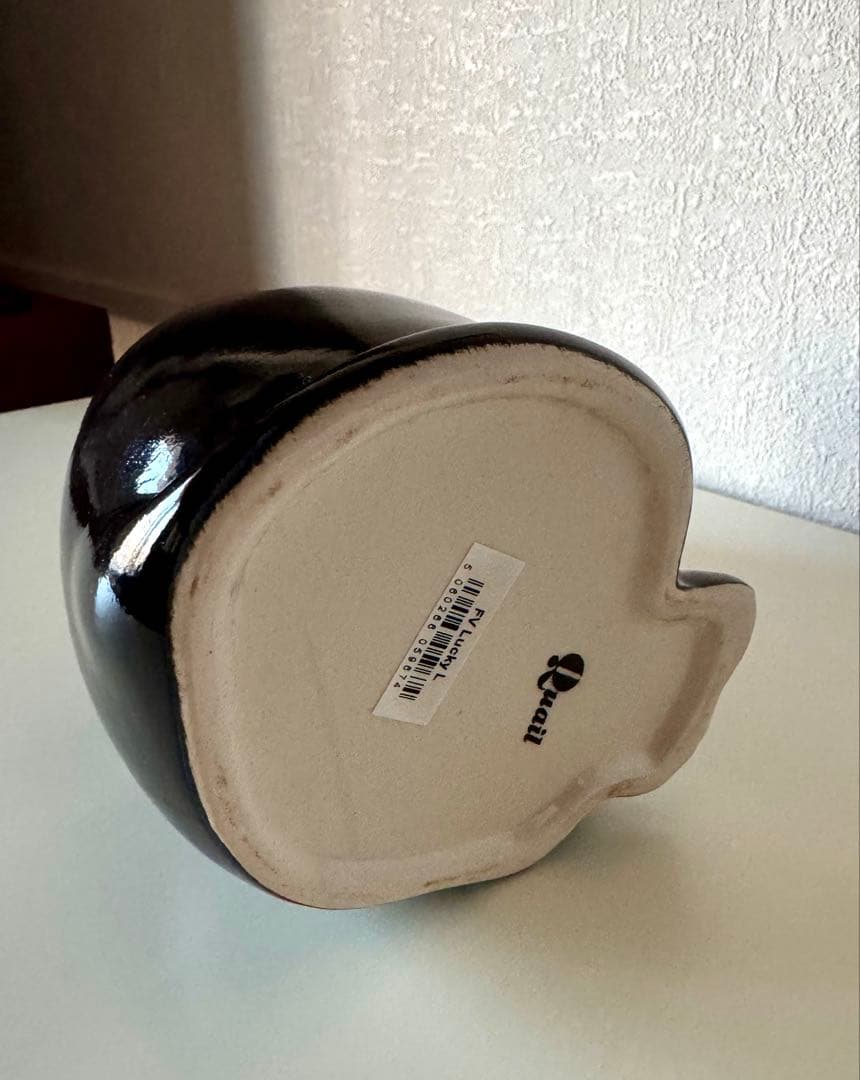 QuailCeramics 猫 花瓶 黒猫 オブジェ フラワーベース ねこ L