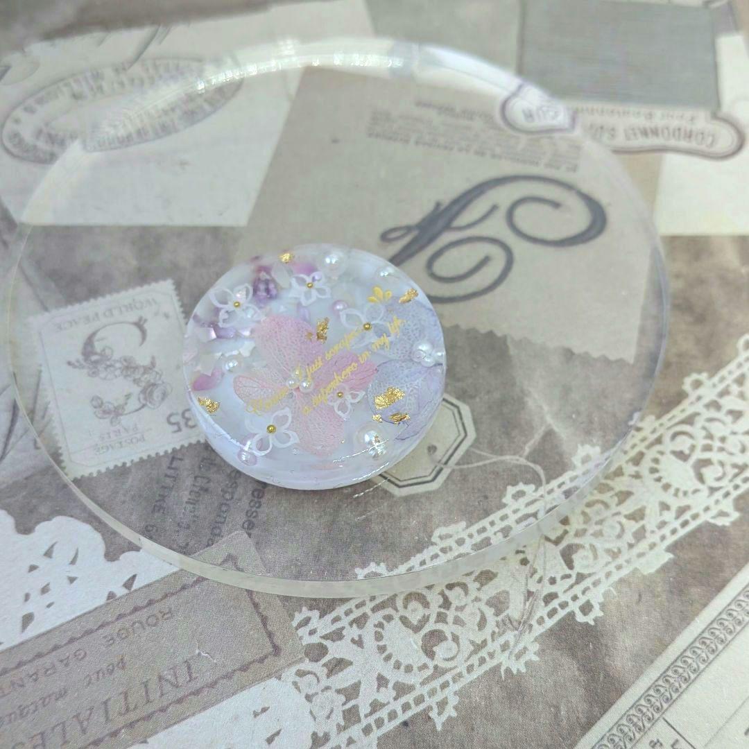 ＃525 手描き✴淡色パステル✴紫陽花✴レジンヘアゴムキーホルダーブローチ