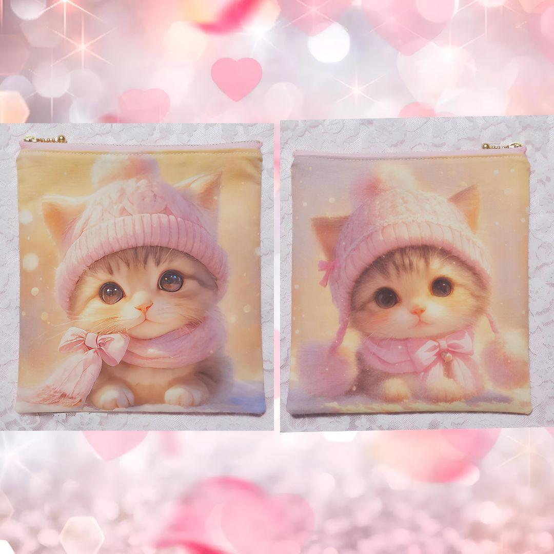 トイプーママ様♥️オーダーページ　フラットポーチ両面パネル　可愛い猫