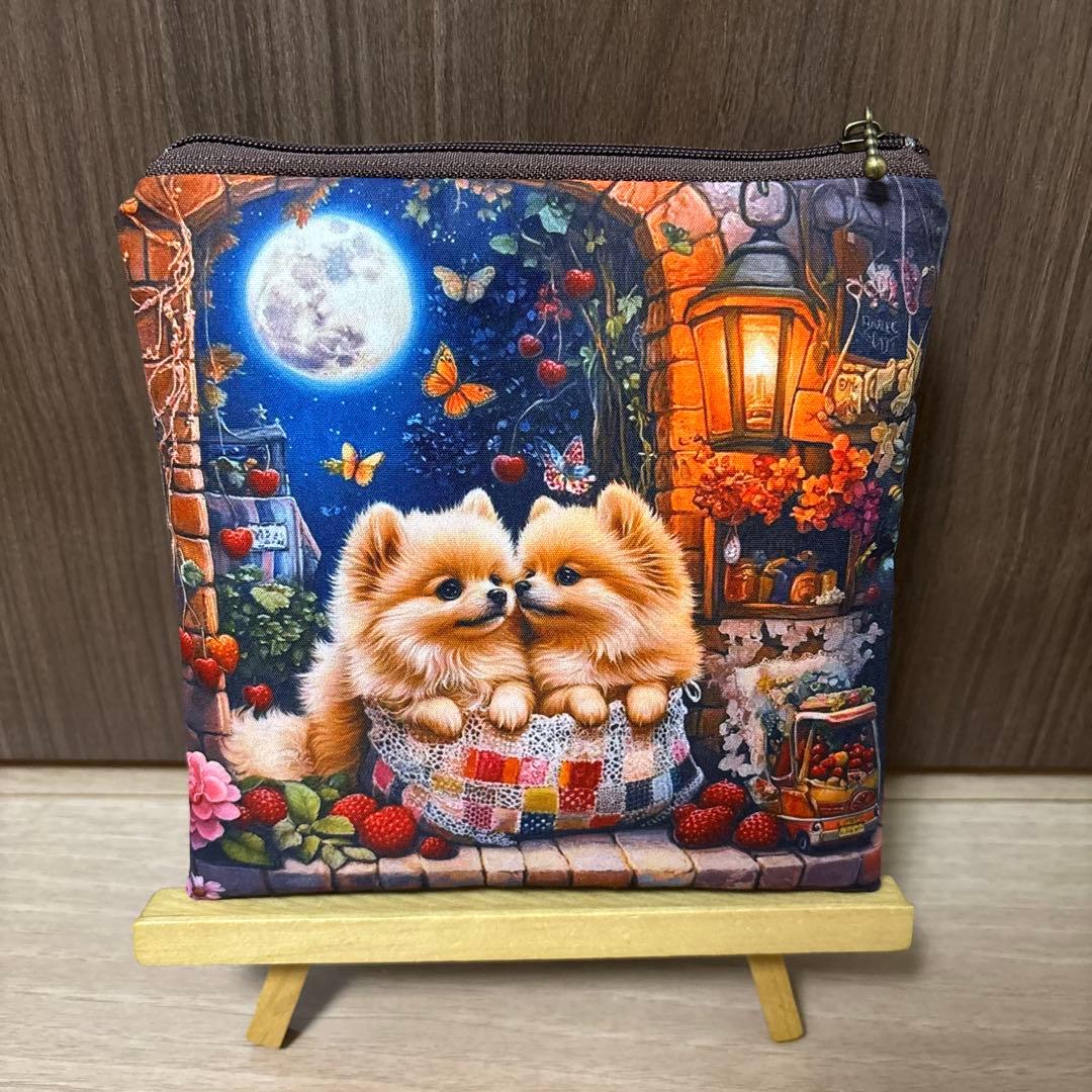 両面パネルポーチ カントリー ポメラニアン 犬 ④