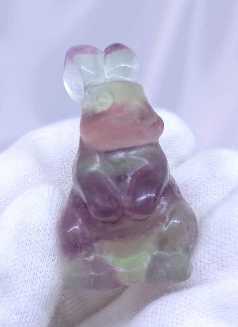 キャンディー フローライト うさぎ　セット　カービング　彫り物　双子　ペア　蛍石