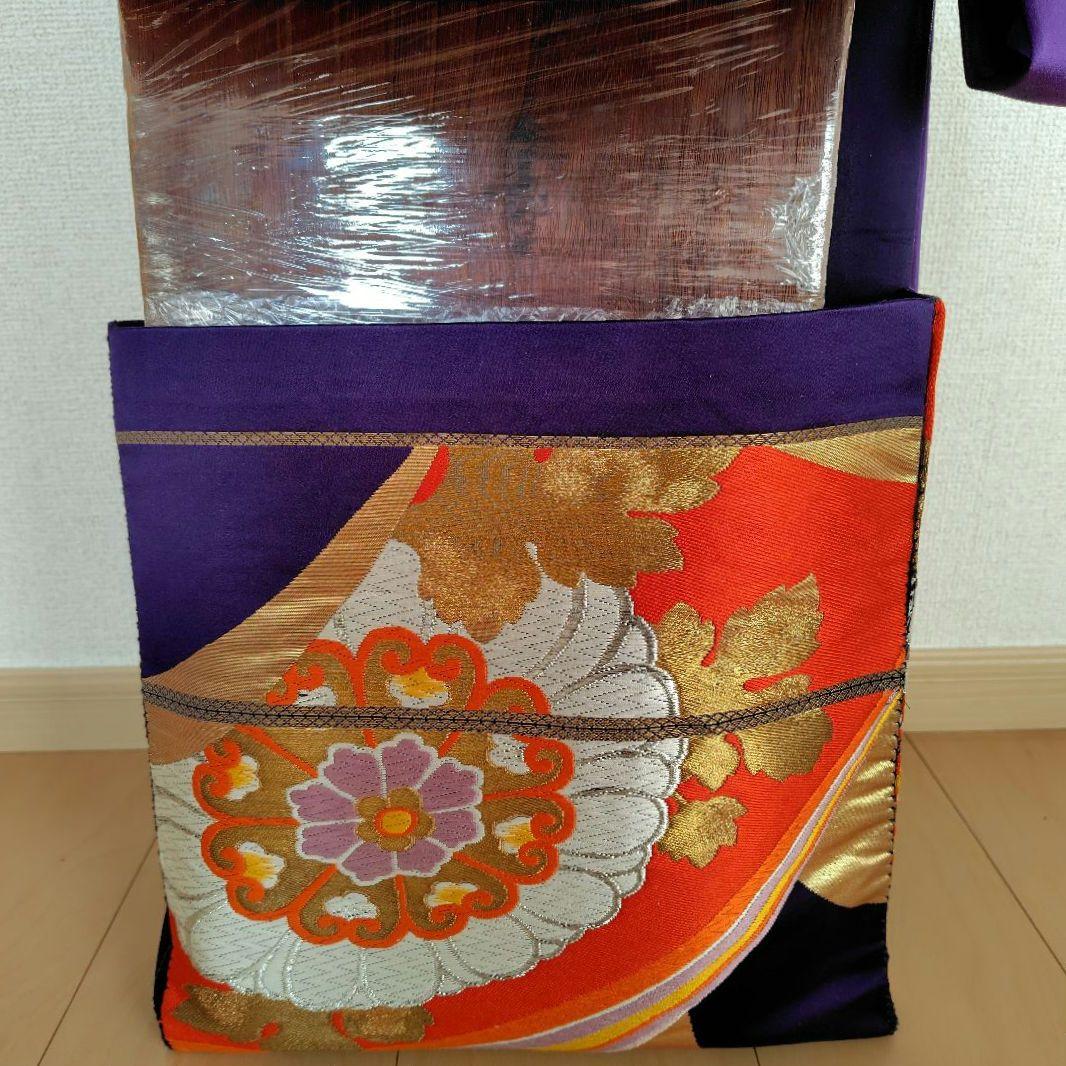 お琴カバー【紫】着物帯 ゆたん油単ハンドメイド 和楽器 正絹 袋帯 生田流山田流