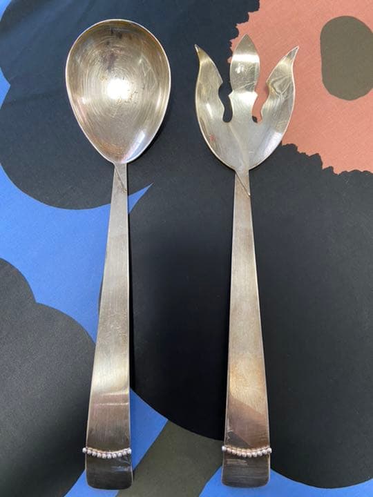 スウェーデン　ヴィンテージ　シルバー製　サーバー　トング　サラダ