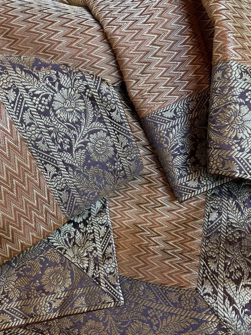 インドシルク ベッドカバー(キングサイズ)x1 & 枕カバーx2