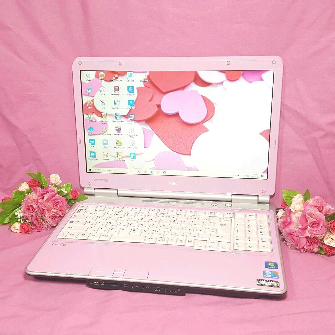 美品ピンク色❥NEC❥最新WIN10❥CORE-i3❥大容量500G❥メモリ4G