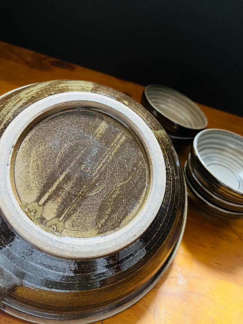 【美品】　小石原焼　中鉢　盛鉢　小鉢　５客　飛び鉋